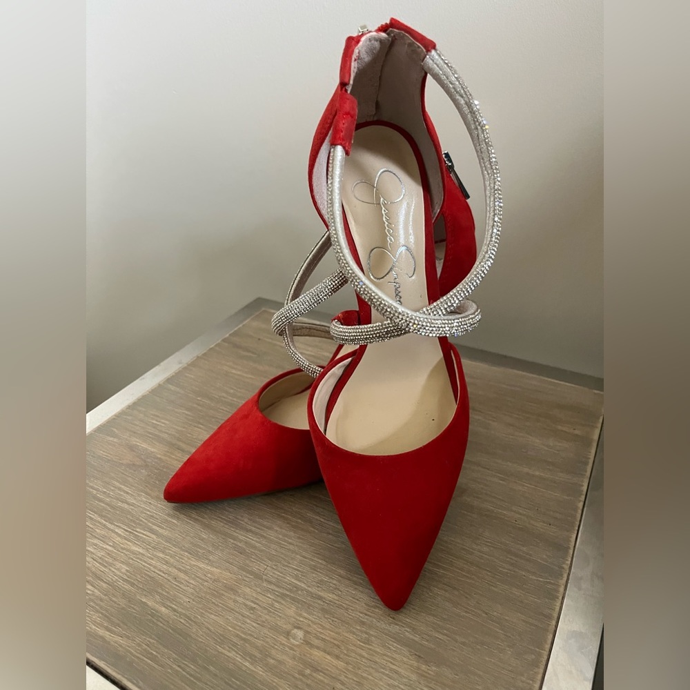 Ruby Red Suede Jessica Simpson heels.